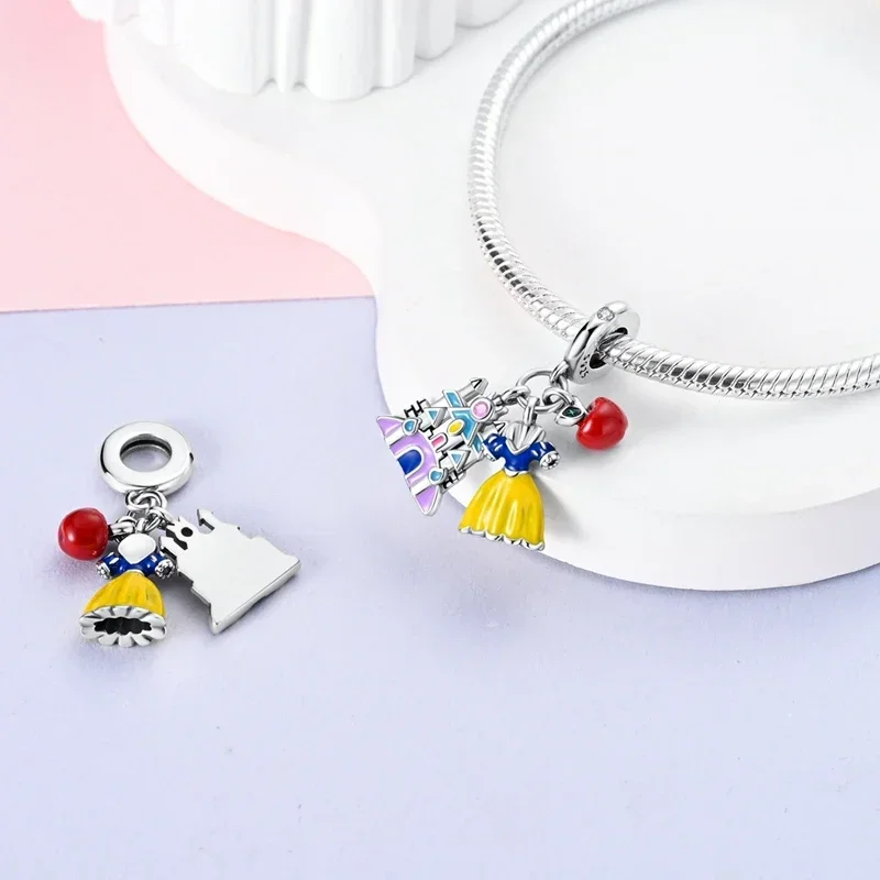 Fairy Tale Series 925 Sterling Silver Princess's Skirt&Castle&Carousel&Bow Dangle Charm Fit DIYBracelet Necklac Children Jewelry