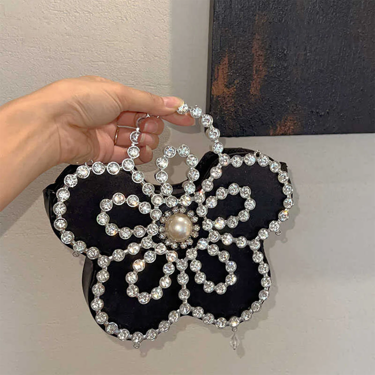 Fashion Evening Bags 2024 Luxury Bags Personality Metal Frame Flower Handbag Stylish Rhinestone Purses for Women