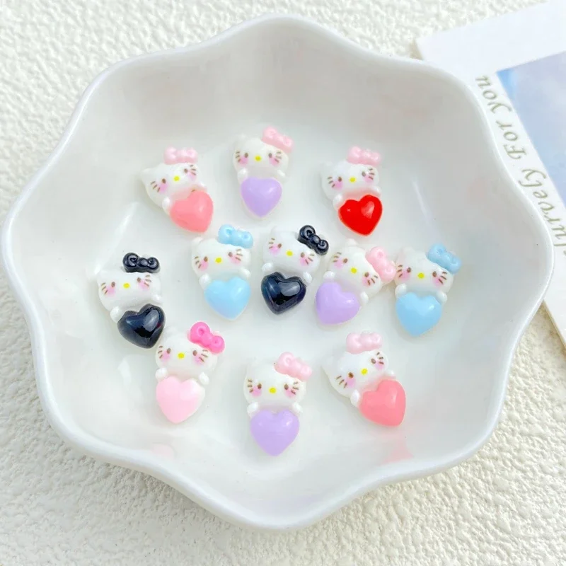 20Pcs New Cute Mini cartoon loving cat Resin Figurine Crafts Flatback Ornament Jewelry Making Manicure Hairwear Accessories