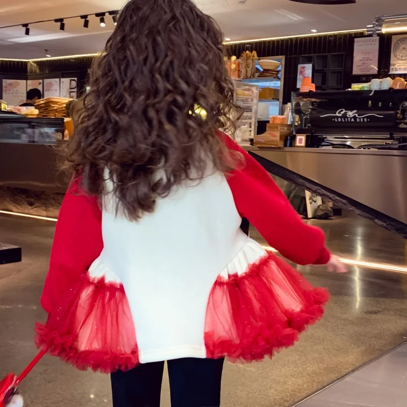 HelloKitty سترة مبطنة بالصوف 2025 جديد الشتاء الأطفال الكورية نمط الكرتون راجلان كم الفتيات شبكة المرقعة البلوز