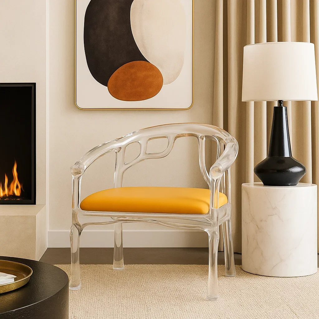 

JingYue Custom Transparent Luxury Resin Elegant Chair Handcrafted Furniture For Commercial Spaces Hotels Living Rooms