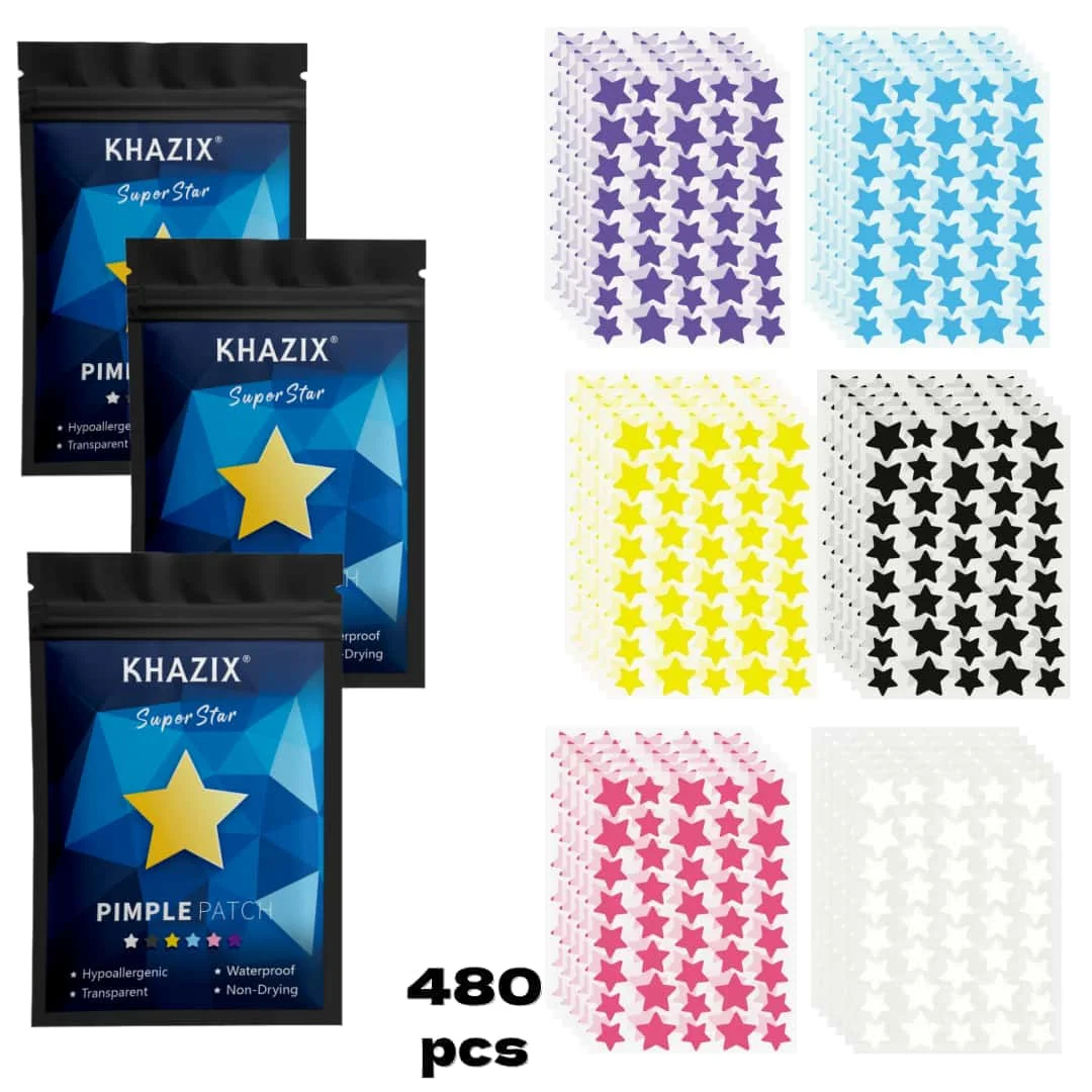 480pcs pieces of multi-color star acne patches, facial acne patches, concealer acne patches, and pimples patches, ultra-thin