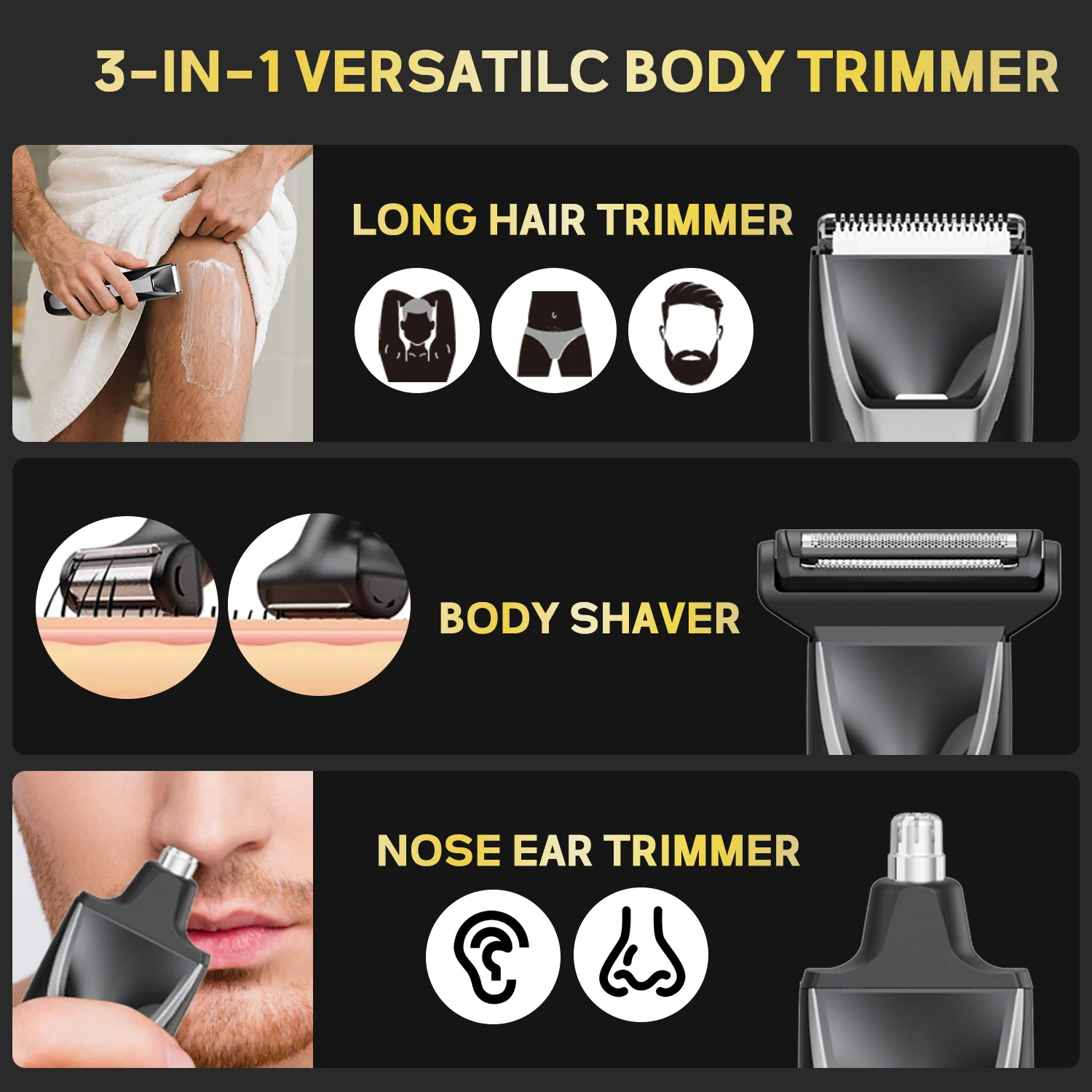3 In 1 Men Body Hair Trimmer I - огляд і ціна Men Grooming Full Body