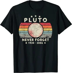 2023 T Shirt Men Summer Tops Tees Male Never Forget Pluto Retro Style Funny Space Science