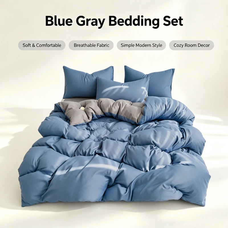 Student Dormitory 4 Pieces Bedding Kit Non Cotton Quilt Cover Bed Sheet Comfortable Bedroom Dorm Bedding Supplies