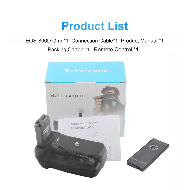 Poignée de batterie BG-800DRC verticale avec télécommande, EOS-800D °, pour CANON EOS 77D 800D 9000D Rebel T7i Kiss X9i caméras