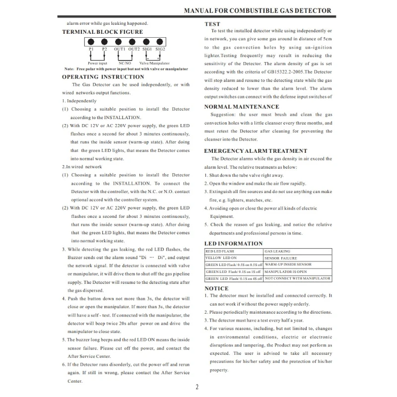 Detector de fugas de Gases naturales, alarma de respuesta rápida para Camper, envío directo