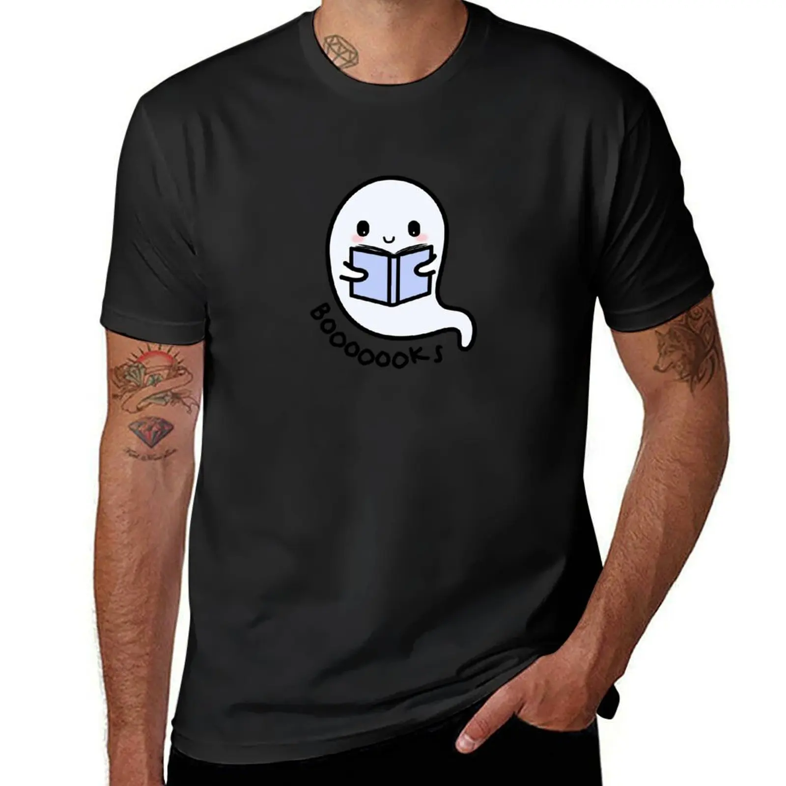 

Ghost reading books T-Shirt summer clothes tees tshirts for men