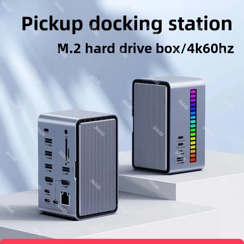 Desktop Docking Station Audio Expansion M.2 SSD Enclosure Type-C Thunderbolt 4/3 Converter for MacBook Pro Mac Mini M4