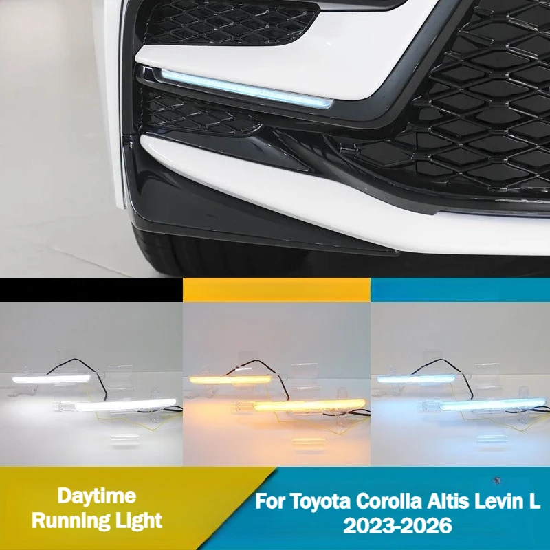 For Toyota Corolla Altis Levin L 2023-2026 Car Led Daytime Running Light DRL Dynamic Turn Signal Front Bumper Fog Light Modified