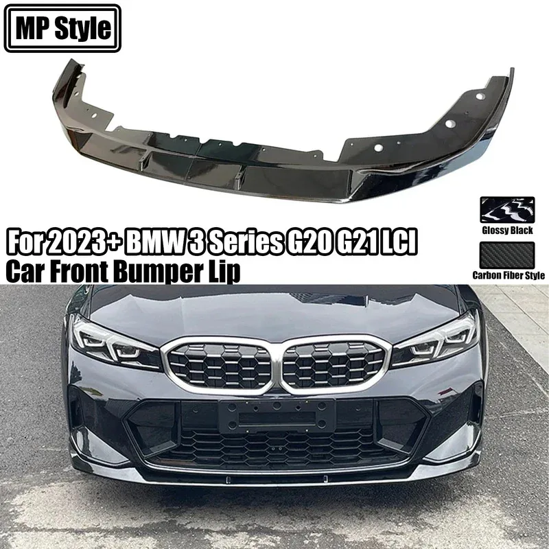 

2PCs for 2023 BMW 3 Series G20 G21 LCI car front bbumper lip 330i m340i MP style sedan splitter spoiler glossy black
