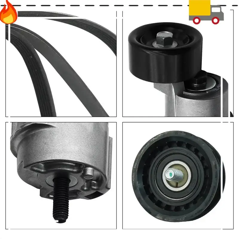 

1Set Belt Tensioner & Idler Pulley V-Ribbed Belt Kit For Hyundai Kia 2.0 2.4 L4 06-15 25281-25000 25212-2G760 2528725110
