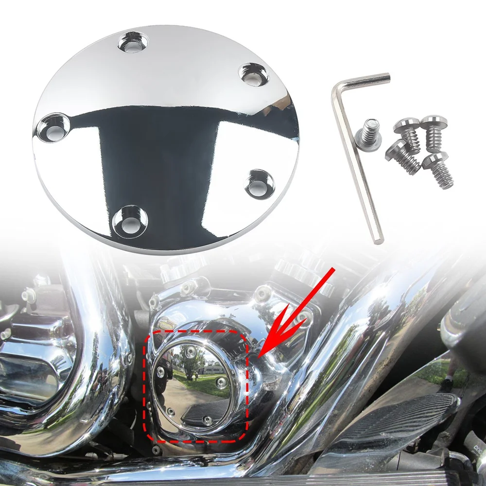 

5Holes Domed Timing Points Cover For Harley Twin Cam Softail Dyna Touring 99-17 Chrome