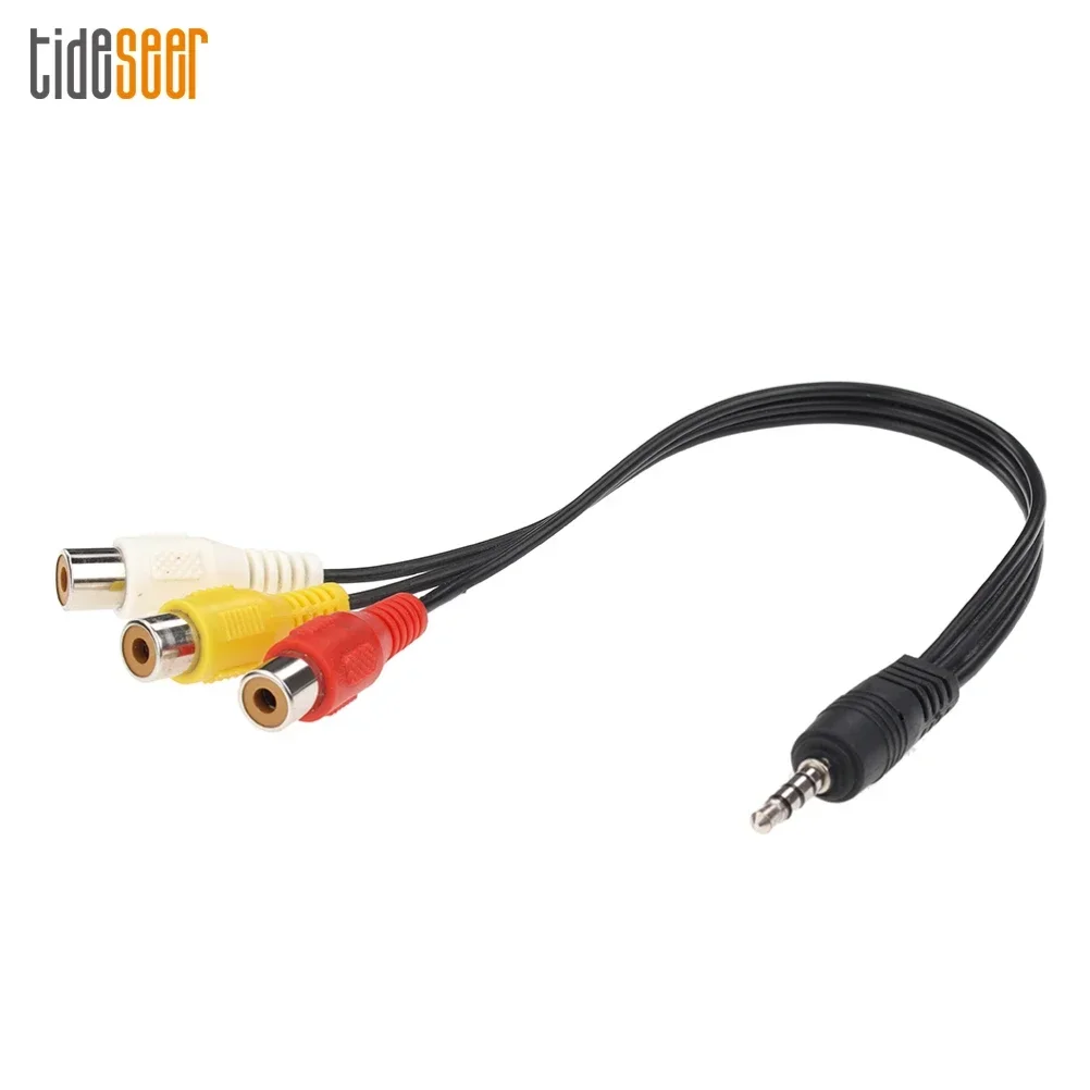 500pcs 3.5mm Mini Jack Aux Male Stereo to 3 RCA Female Audio Video AV Adapter Converter Cable Cord