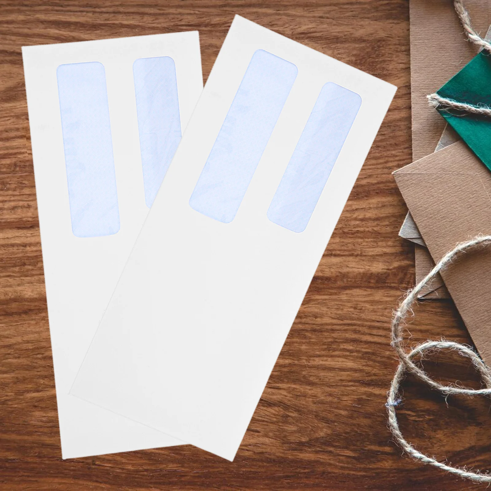 100 Stuks Zakelijke Veiligheid Enveloppen Flip Self Seal Dubbele Raam Mailers Voor Controles Facturen Document Mailing Venster Enveloppen