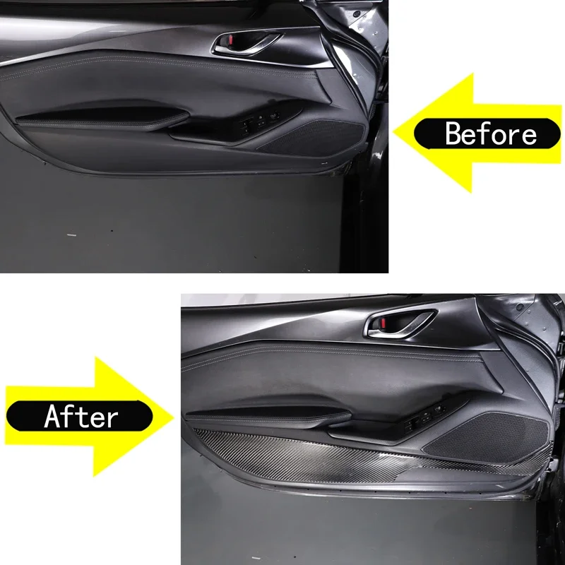 

2 шт., мягкое углеродное волокно для Mazda MX-5 2016-2024, дверная панель с защитой от царапин, декоративная наклейка, аксессуары для модификации интерьера