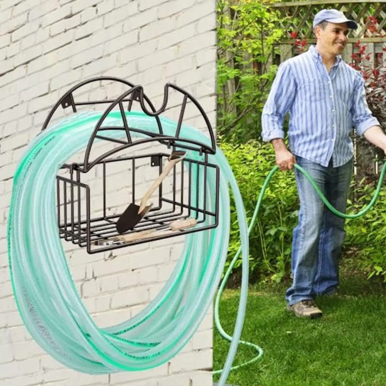 

Hose Holder Wall Mount Water Hose Holders For Outside Heavy Duty Pipe Shelf Rack For Outdoor Pool Extension Cords Garage Outside