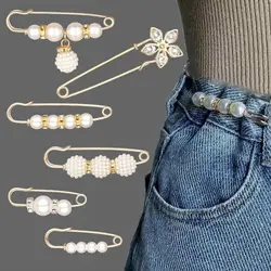2/4/6/8PCS/Set Elegant Pearls Waistband Pins Waist Closing Artifact Removable Tightening Waistband Brooch Waist Tighting Clasp
