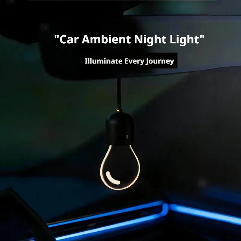Car Rearview Mirror Ornament Hanging Decor Retro Small Car Light LED Bulb Atmosphere Lamp for Car Interior Decoration view 3