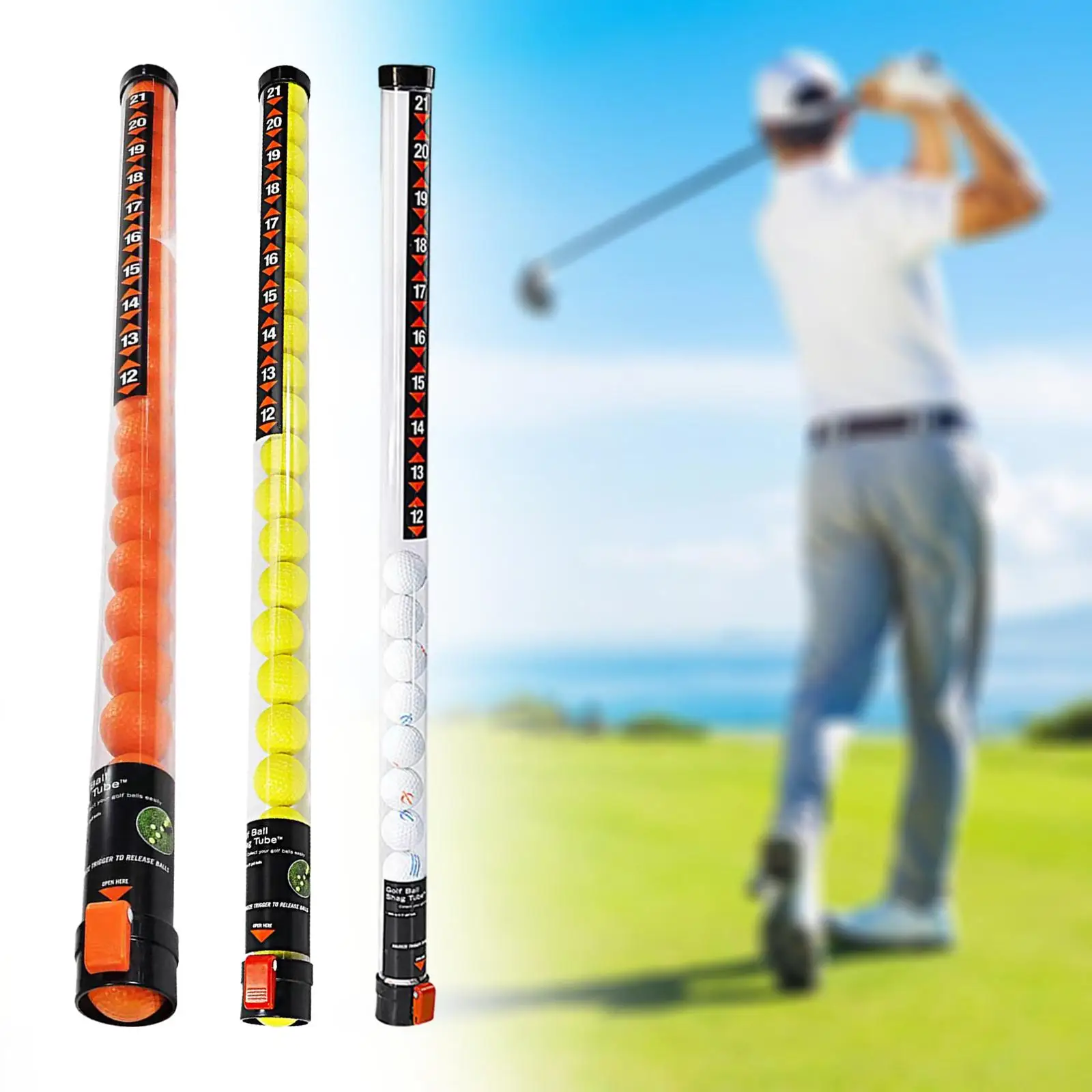 

Трубка для мяча для гольфа длиной 91,5 см с мячами из искусственной кожи Трубка для захвата мяча для гольфа для уличного вождения Мужчины Женщины Аксессуары для гольфа