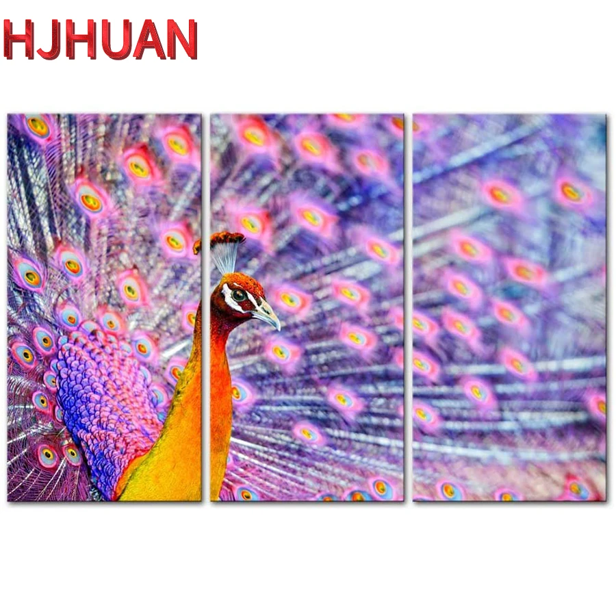 

Алмазная картина с павлином, искусство животных, полная круглая и квадратная настенная картина со стразами, украшение для дома, подарок на день рождения, 3 шт.