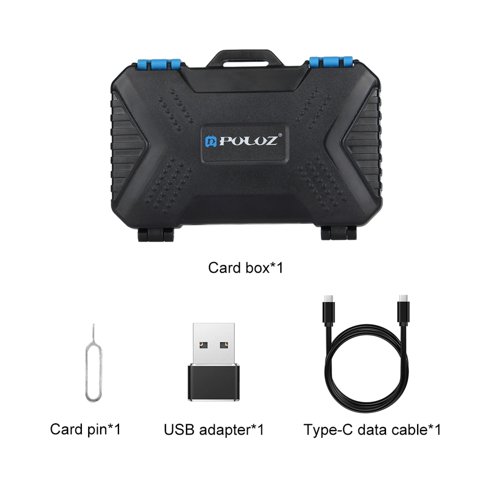 PULUZ Type-C kaartlezer + 22-in-1 geheugenkaartbehuizing voor 1 standaard SIM + 2Micro-SIM + 2Nano-SIM + 3CF + 7SD + 6TF + 1CARD PIN Zomer