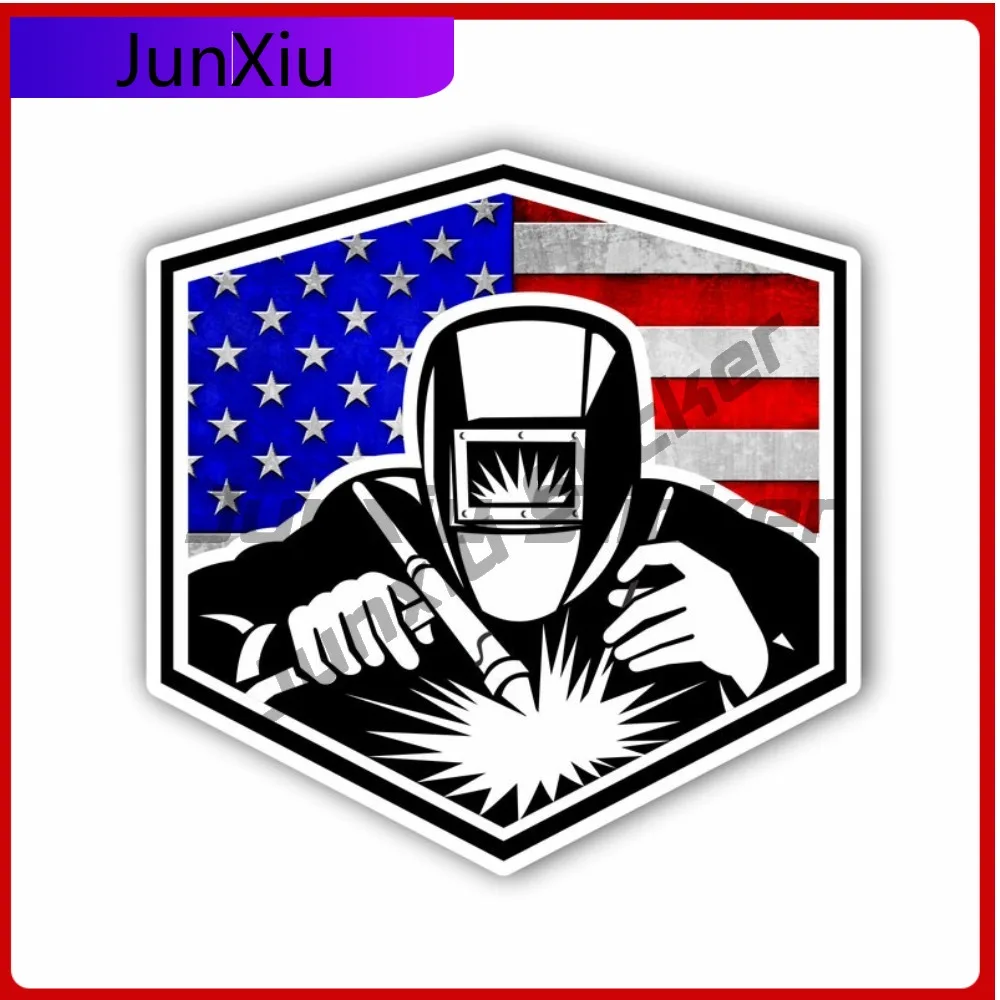 

Welding Arc American Flag Sticker Car Motorcycle Bicycle Skateboard Laptop Luggage Decals Bumper Stickers Waterproof Sticker Pvc