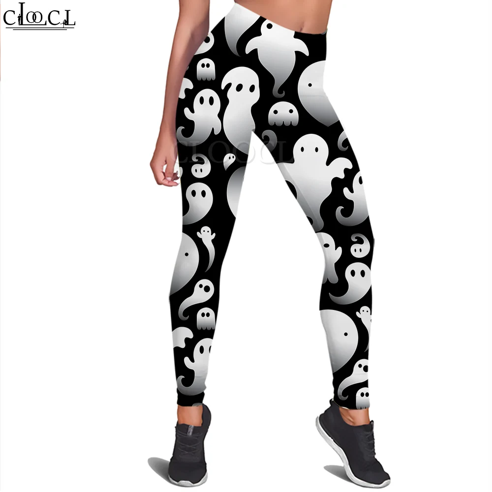 

CLOOCL Fashion Halloween Women Legging Cute Cartoon Ghost Pattern 3D Legging Yoga Pants Slim Trousers Kawaii Style