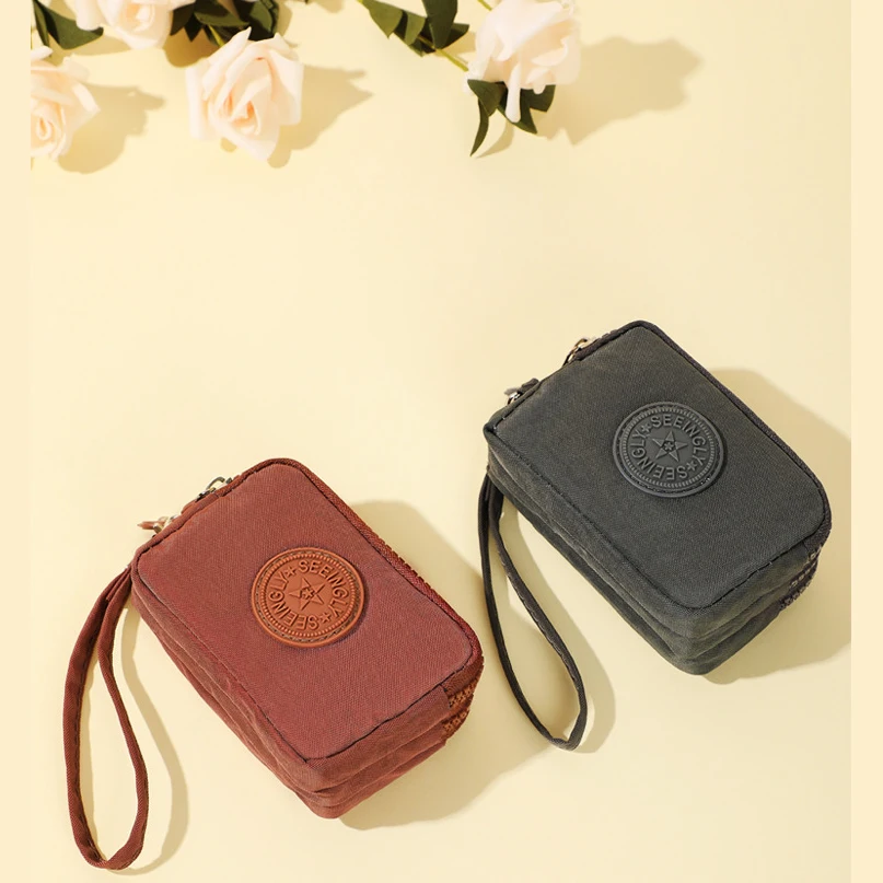 Universal Card Holder Coin Bags Three Layers Large Capacity Purse Zipper Waterproof Wallet Bank ID Credit Card Keys Earphone