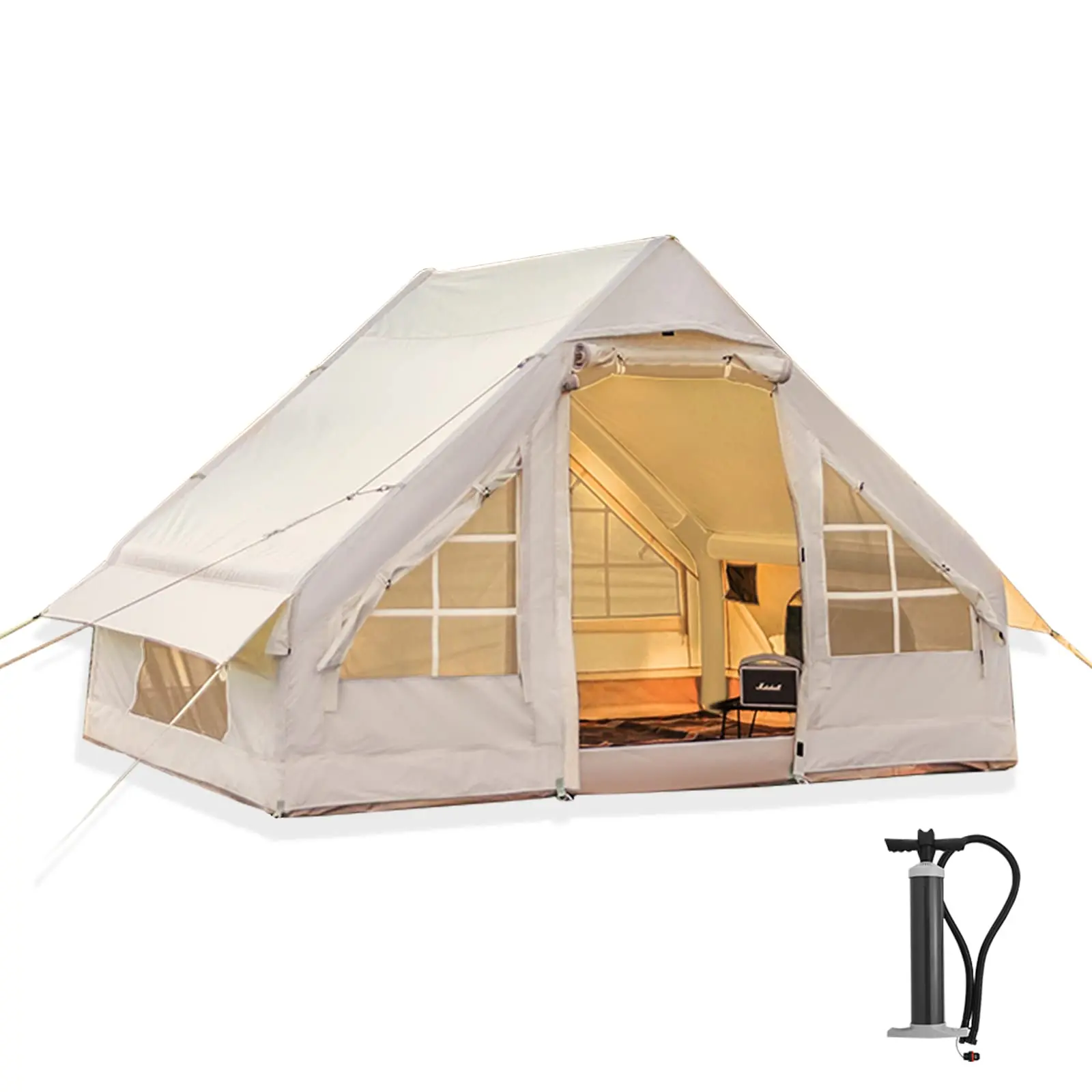 

1-2Person Inflatable Camping Tent with Pump Glamping Tents Easy Setup Waterproof Windproof Outdoor Air Tent