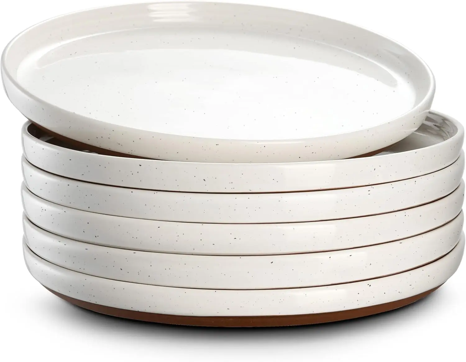 

8.5" Salad Plates Set of 6, Ceramic Dessert Plate for Appetizer, Sushi, Microwave, Oven & Dishwasher Safe,Moon White Design Perf