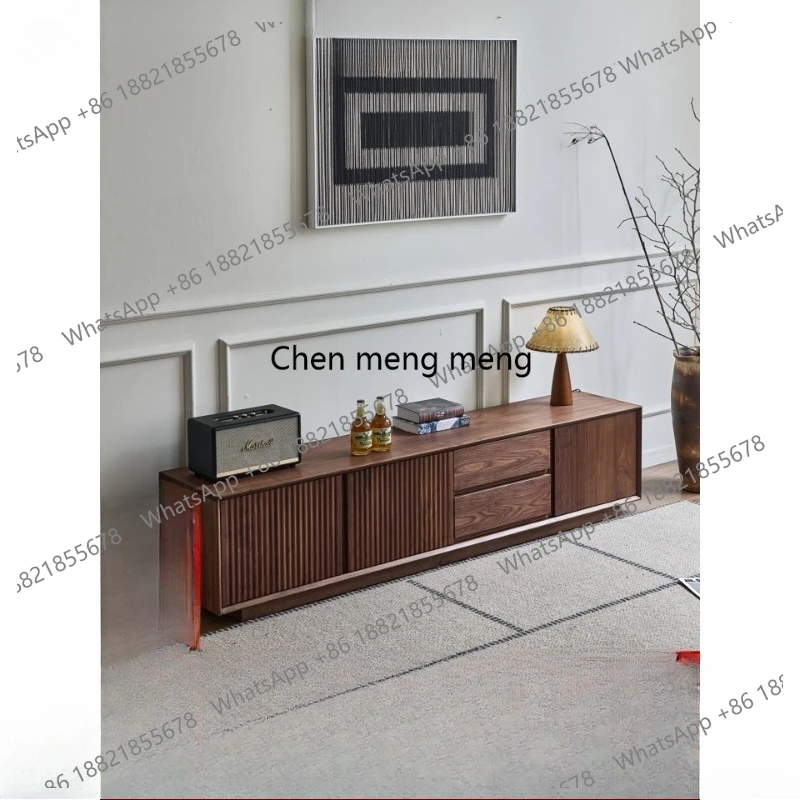 

North American black walnut solid wood modern minimalist living room furniture TV cabinet floor storage locker