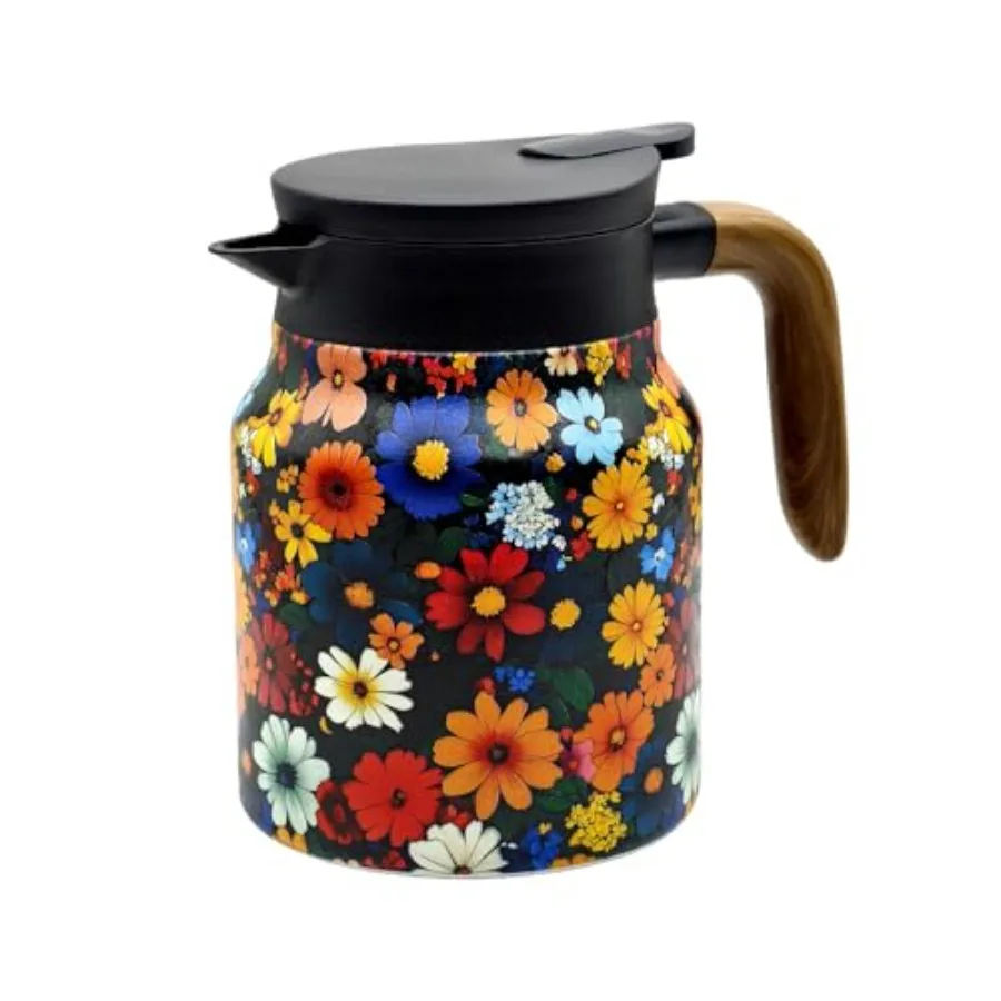 

35 OZ Vintage Floral Tea Pot with Infuser, Insulated Stainless Steel Tea Kettle, 12 Hour Hot/Cold Retention, Tea-Water Separati
