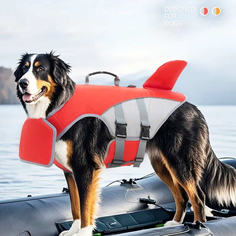 

New Pet Swimming Life Jacket Shark Fin Shape Safety Vest for Dog in Summer Adjustable in Pool or Surfing Drifting Dog Life Vest