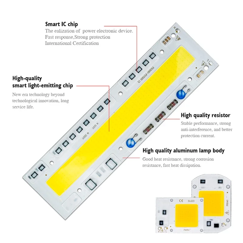 10 unids/lote Chips de lámpara LED AC 220V 110V bombilla COB IC inteligente cuentas Led entrada 10W 20W 30W 50W 70W 100W 150W para reflector al aire