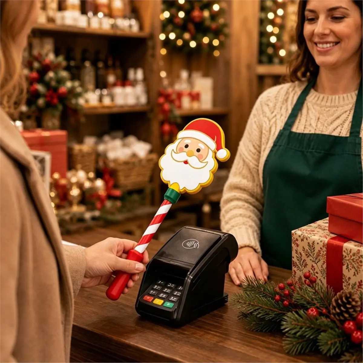 3D Printed Wand Click Payment Santa CreditCard Wand Non-Contact Clip, Payment Wand Christmas Tap to Pay Card Holder 2PCS