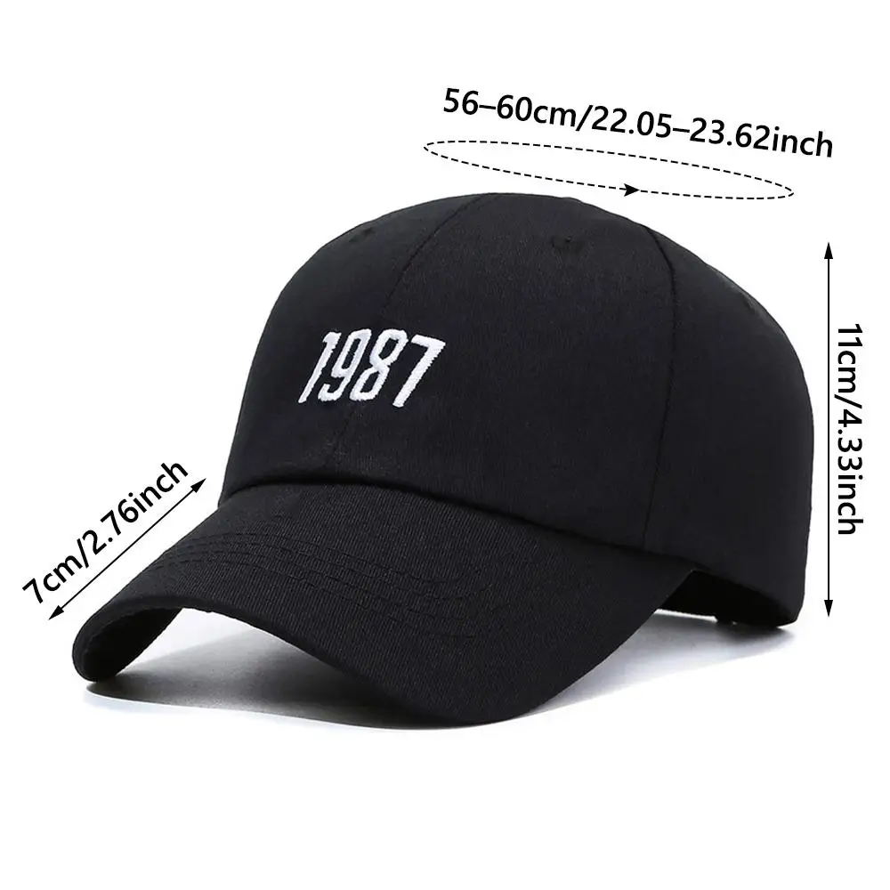 Cómodo bordado 1987 gorra de béisbol para hombre ala ancha ajustable deportes al aire libre sombrero para el sol protección solar gorra Snapback Unisex