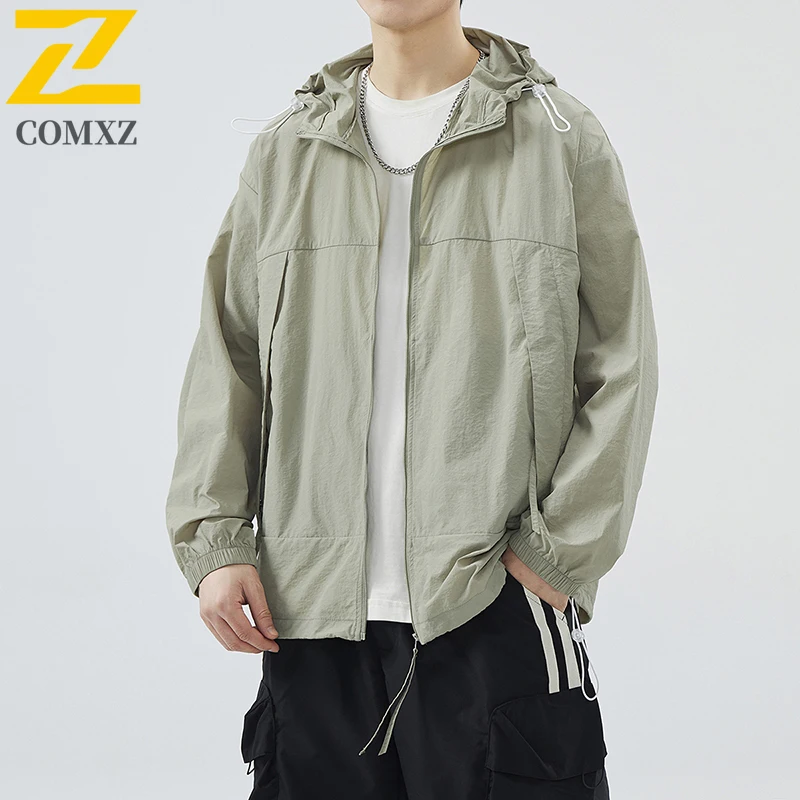 Ice Silk Men Sun Protection Jacket Ultra Light Quick Drying UPF50+UV Resistant Hooded Skin Jacket Outdoor Cycling Camping Jacket
