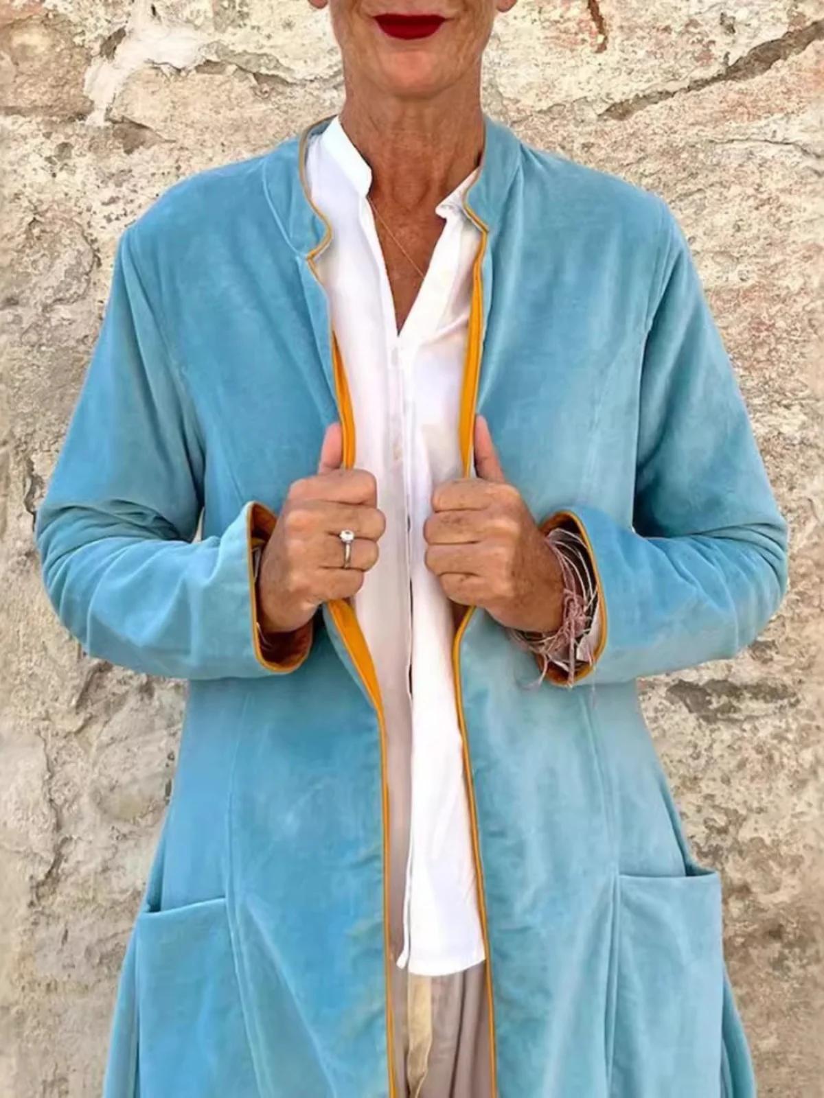 Manteau Long décontracté Double face pour femmes, automne hiver, coupe-vent de rue, fermeture à glissière en Fiber de Polyester