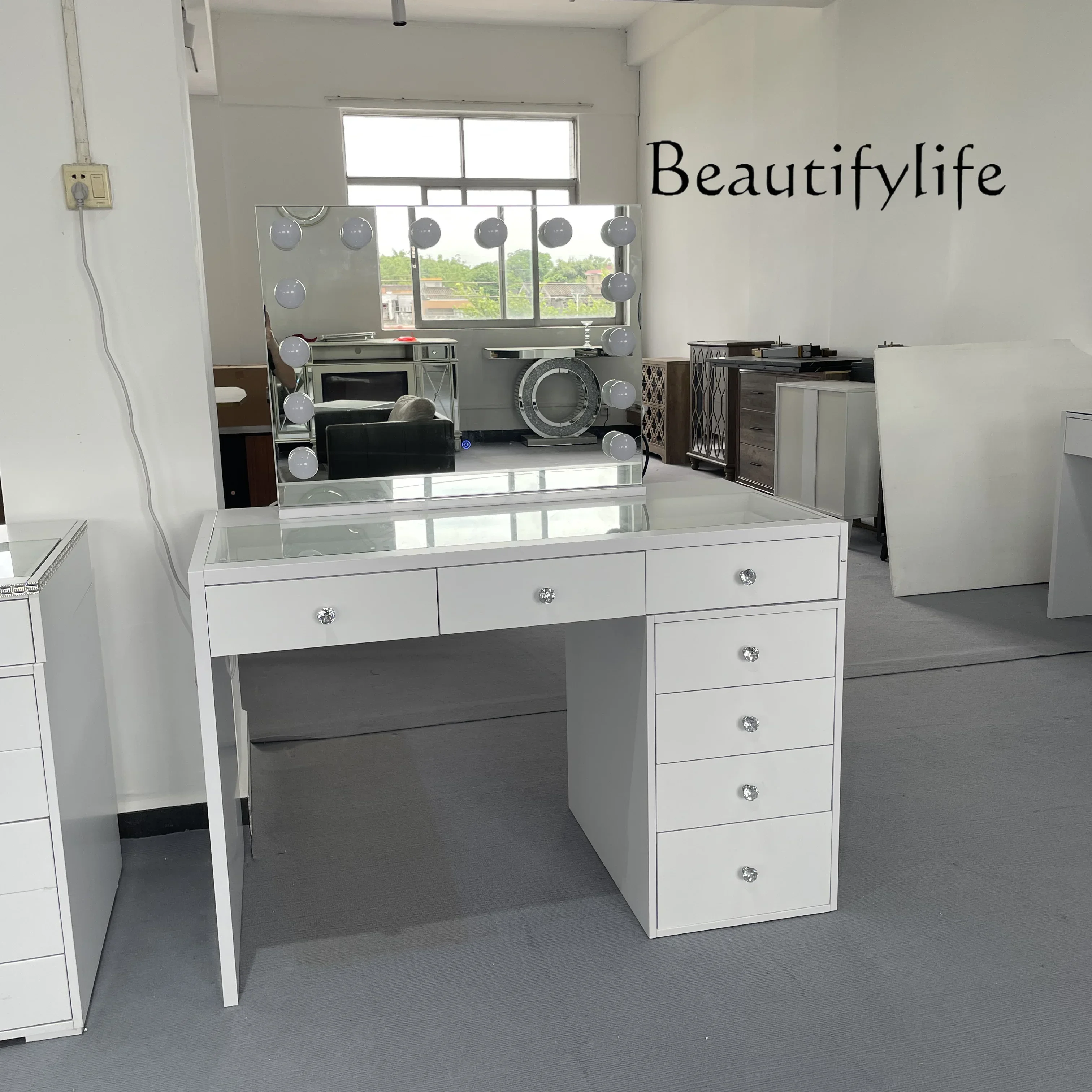 AC J Fashion Light Touch Screen Lighting Integrated Dresser Chest Storage Bridal Shop Makeup Table Bedroom Dedicated