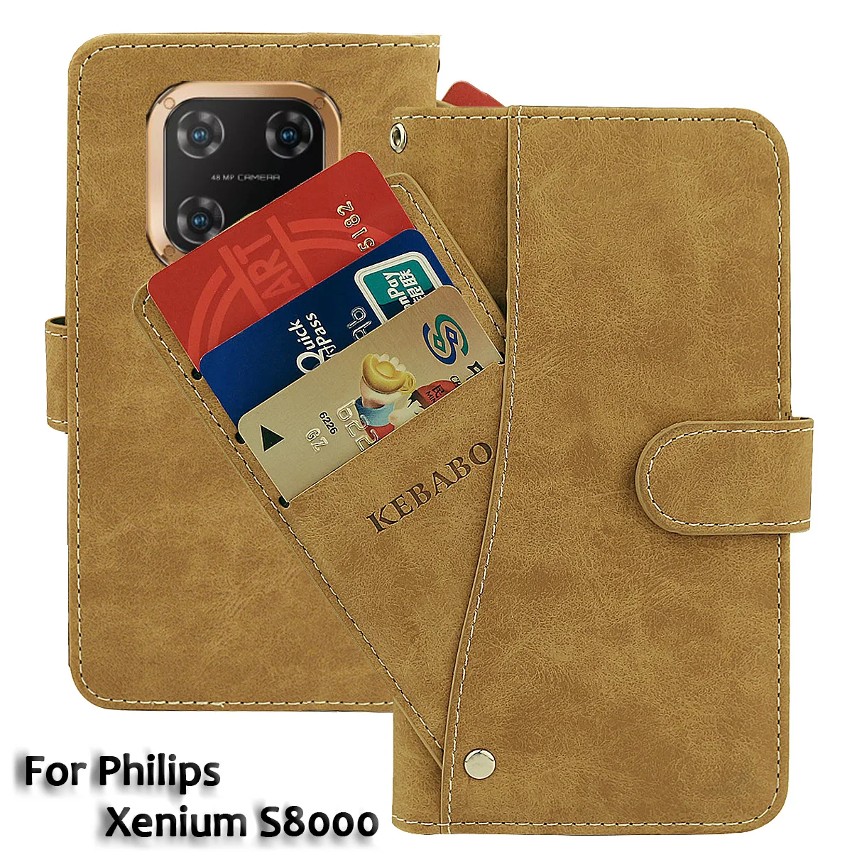 Cartera de cuero Vintage para Philips S6201 Xenium S8000, funda con tapa de lujo, funda protectora antideslizante para teléfono, bolsas