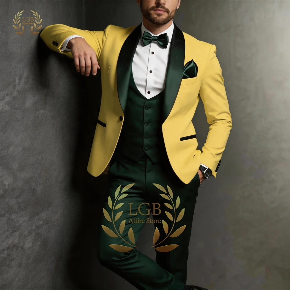 

Men's 3-Piece Two-Tone Wedding Suit, Shawl Lapel Blazer & Tailored Trousers for Groomsmen, Receptions & Bridal Parties