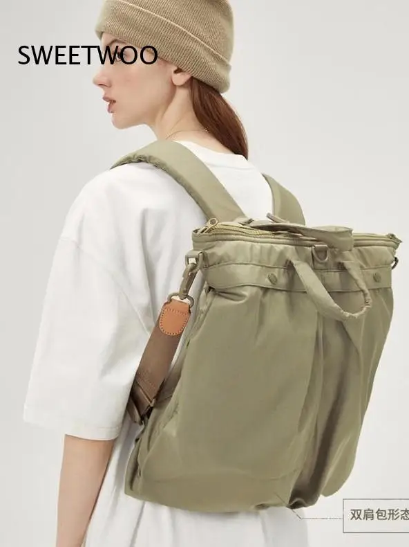 Multi Way Nylon Tote Backpack Women Large Capacity Top Handle Convertible Daily Travel Shoulder Bag