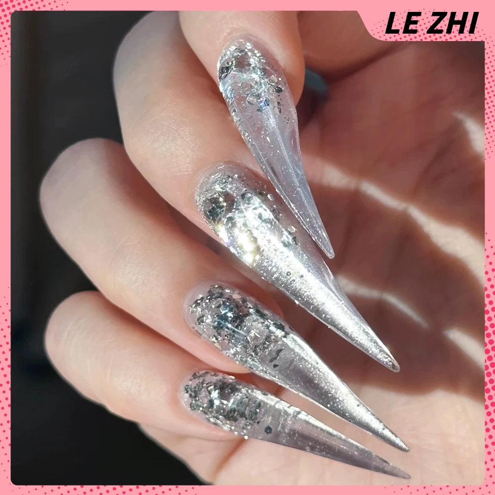 Y2K حار بنات طويل الوحش مخلب التنين على شكل مخلب اليدوية الصحافة على الأظافر المسامير الترتر التدرجات بلون غطاء كامل مسمار