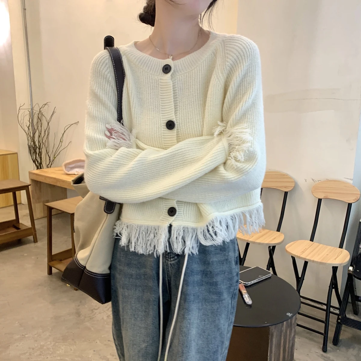 Or maglione lavorato a maglia Jaet da donna sciolto lungo Sve round Ne Open Cardigan Top per la primavera autunno taglia piccola amichevole