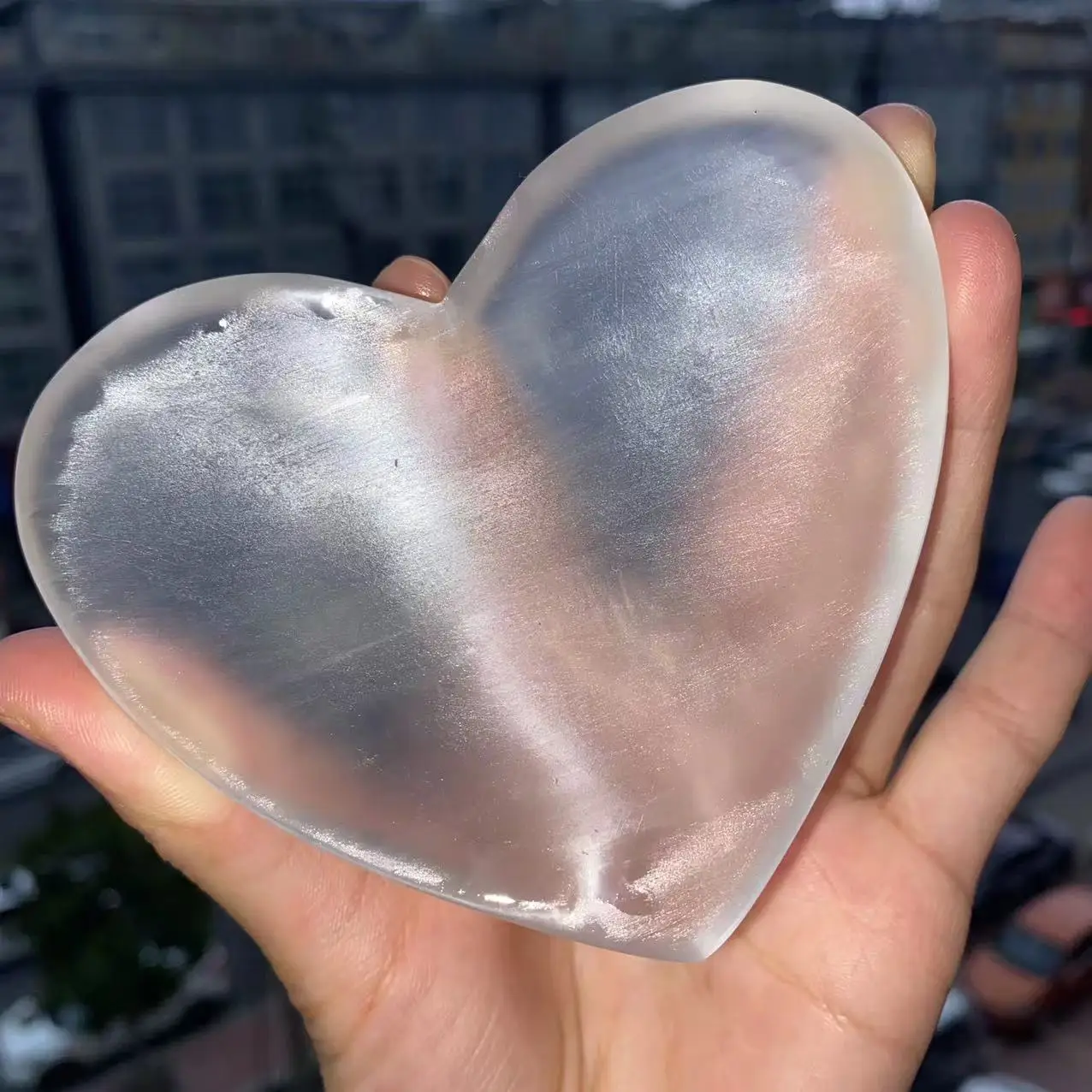 Natural selenite crystal quartz, Heart bowl, Energy gem, purifying air, Reiki healing, Gift