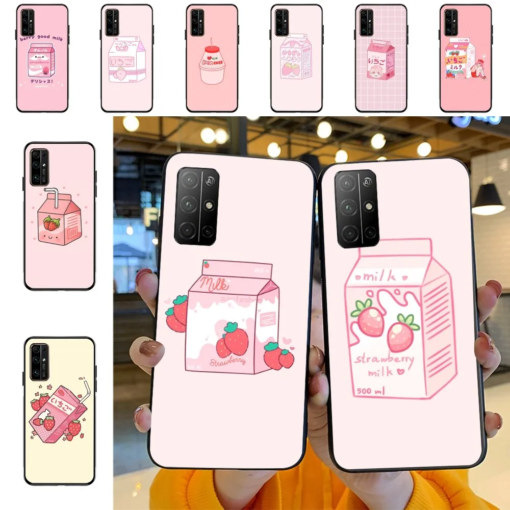 

Strawberry Milk Phone Case For Huawei Honor 10 lite 9 20 7A 9X 30 50 60 70 pro plus Soft Silicone Cover