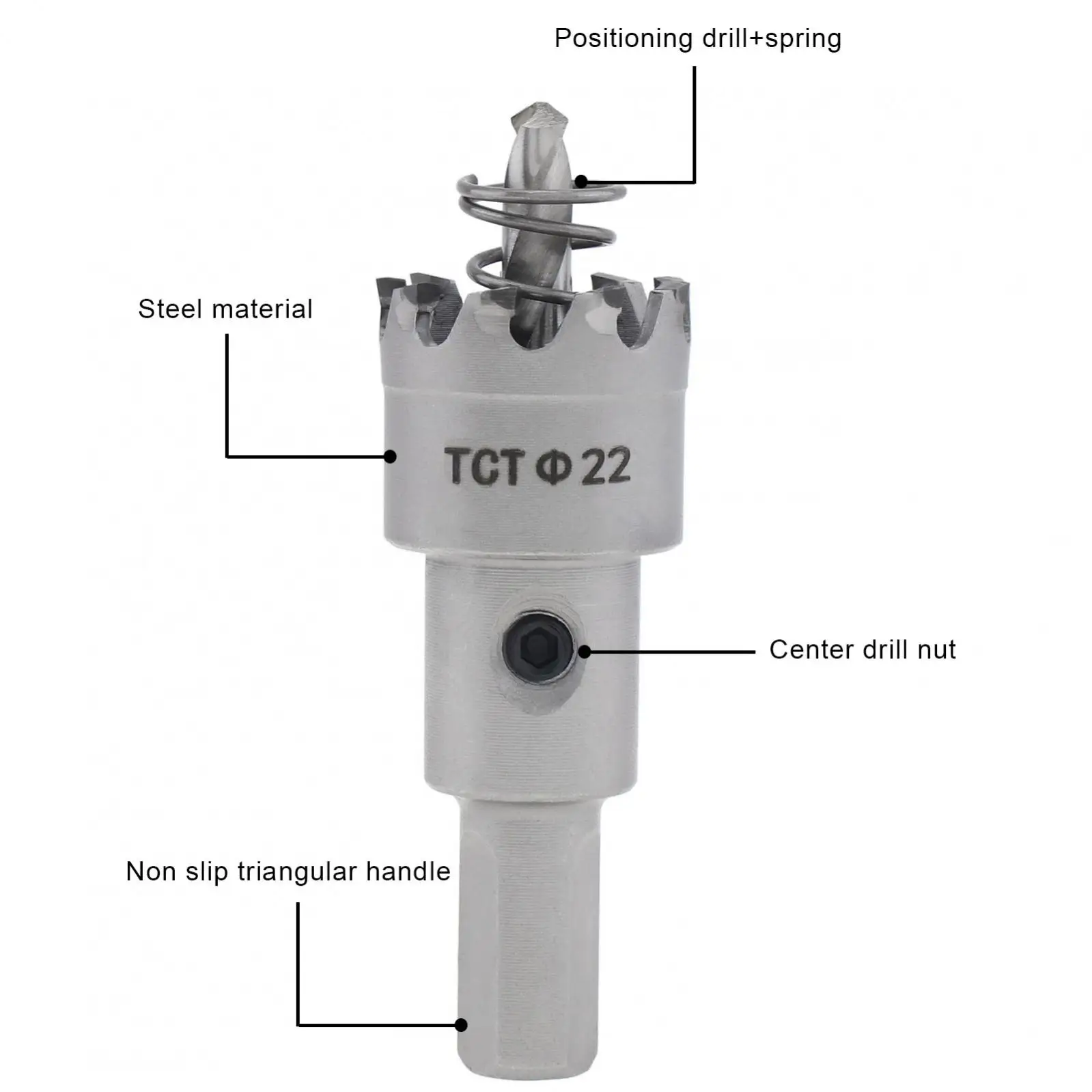 Imagem -05 - Buraco Saw Cortador de Broca Liga Dura Metal Ferro Plástico Madeira Perfuração Titânio Tct Hole Saw 22 mm 24 mm 35 mm Aço Inoxidável