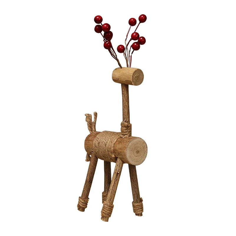 wooden couple deer ornaments gifts creative wooden handicrafts desktop decoration window display