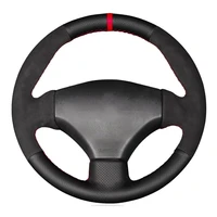 Cubierta trenzada para volante de coche, cuero de ante antideslizante cosido a mano para Peugeot 206 1998-2005 206 SW 2003-2005 206 CC 2004 2005